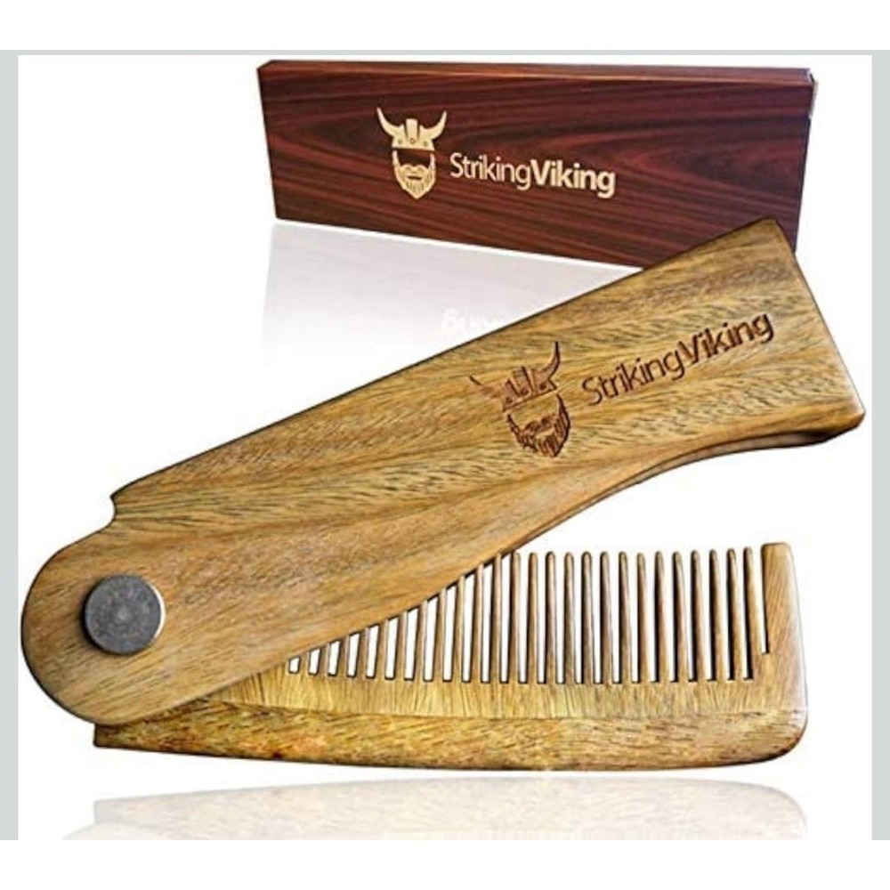 Striking Viking Folding Wooden Comb 4 Inch (Pack of 1), - Large‎